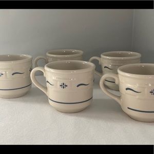Longaberger Coffee Cups Set of 5 Blue EUC